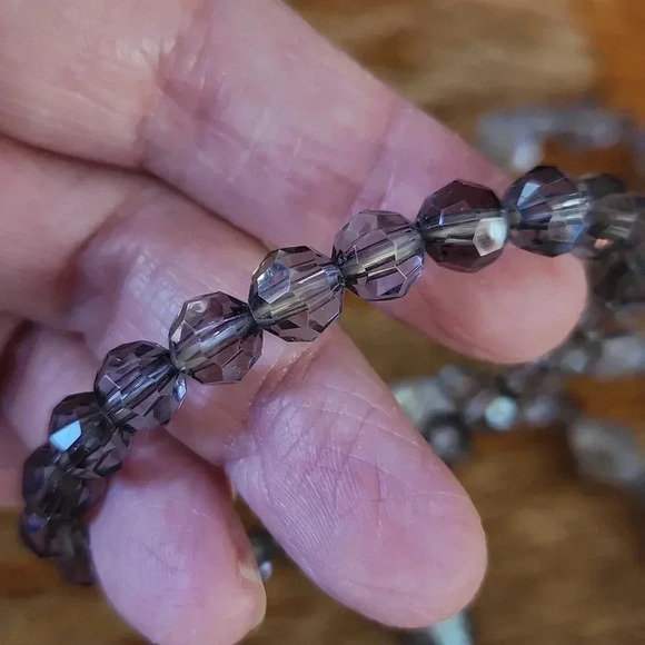 Set 4 Smoky Gray Faceted Beaded Stretch Bracelets - Picture 5 of 7